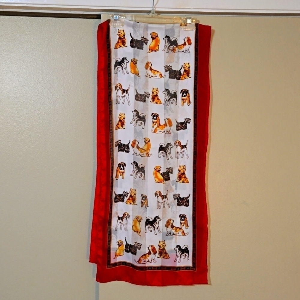 Ladies Dog Themed Rectangular Scarf 56 inches